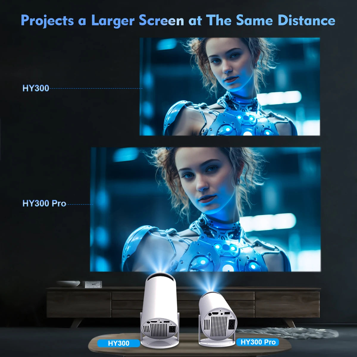 4K Portable Projector: Android 11, Dual WiFi, 260ANSI, 180° Flexible