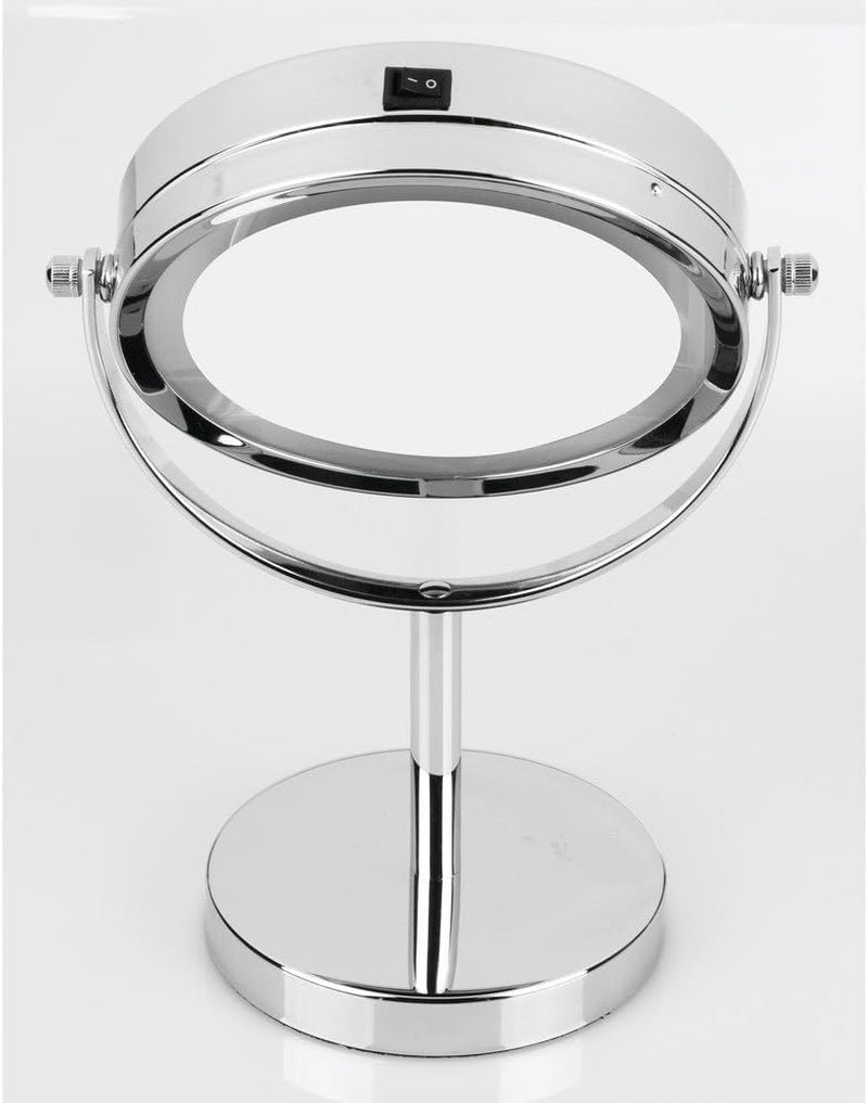 Idesign Lighted Free Standing Vanity Makeup Mirror for Bathroom Countertops - Chrome, 10" Inch