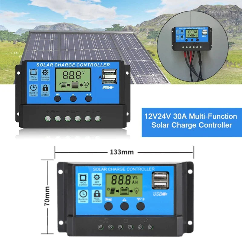 MPPT Solar Charge Controller: 30-100A 12V/24V - Auto Tracking