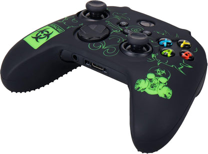 Silicone Rubber Back Dots Carving Customizing Skin Cover for Xbox Series X/S Controller X 1(BH Green) with Pro Thumb Grips X 10