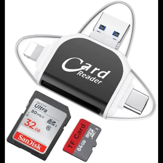 Multi-Port 4 In1 Universal SD TF Card Reader,4-In-1 Type C Camera Adapter Compatible with Iphone, Macbook Pro More USB C Devices