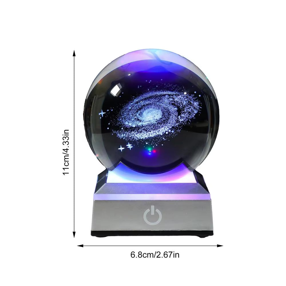 3D Crystal Ball LED Night Light: Solar System/Galaxy