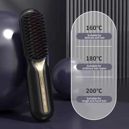 Cordless Professional Hair Straightener Hot Heating Comb Electric Brush for Hair Smoothing Iron Negative Ion Hair Styling Tool