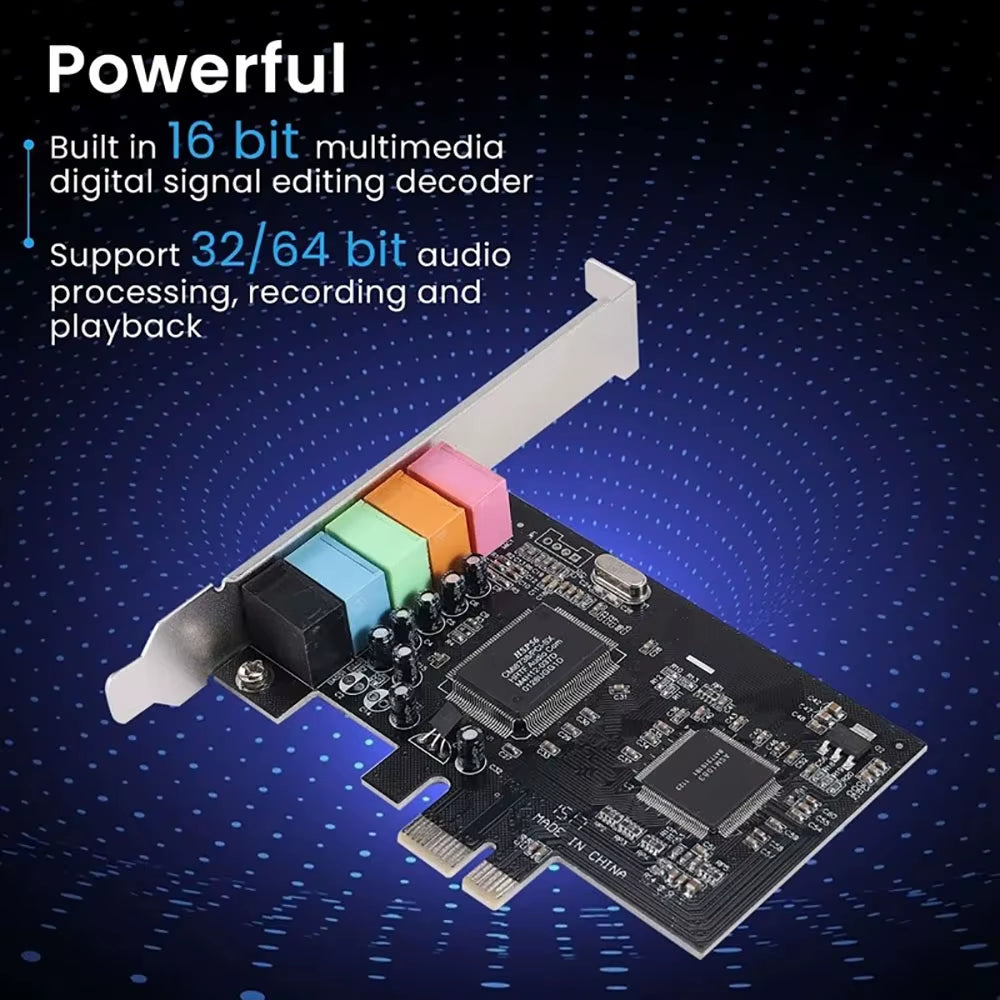 Pcie Sound Card 5.1 PCI Express Sound Effect Surround Card 3D Stereo Audio CMI8738 Chip High Sound Performance PC Sound Card