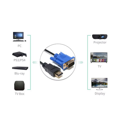 1.8M 6FT High Definition Multime -Compatible to VGA Cable Male to Video for HDTV PC Laptop Video Cable Adapter Support 1080P