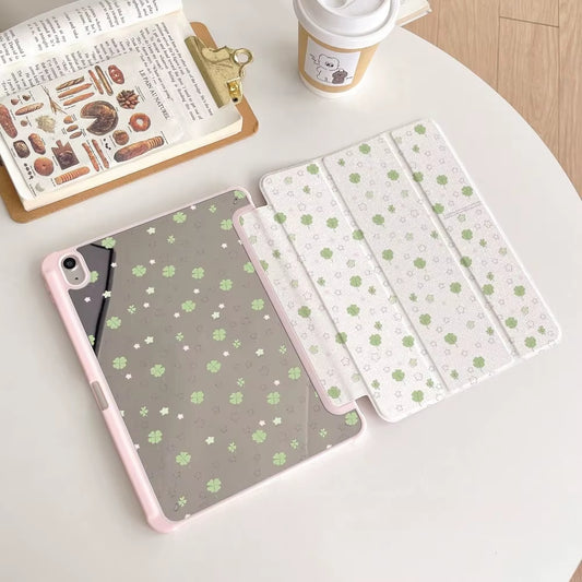 Lucky Four-Leaf Clover Smart Case for Ipad Air 6 Case Ipad 10Th Gen Air 5 4 10.9 Pro 11 12.9Inch Ipad 10.2 7Th 8Th 9Th 9.7 5/6Th