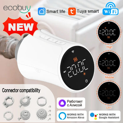 Tuya Smart Thermostat Radiator Actuator TRV Wifi Thermostatic Valve Heating Smart Valvetemperature Controller Alexa Google Home