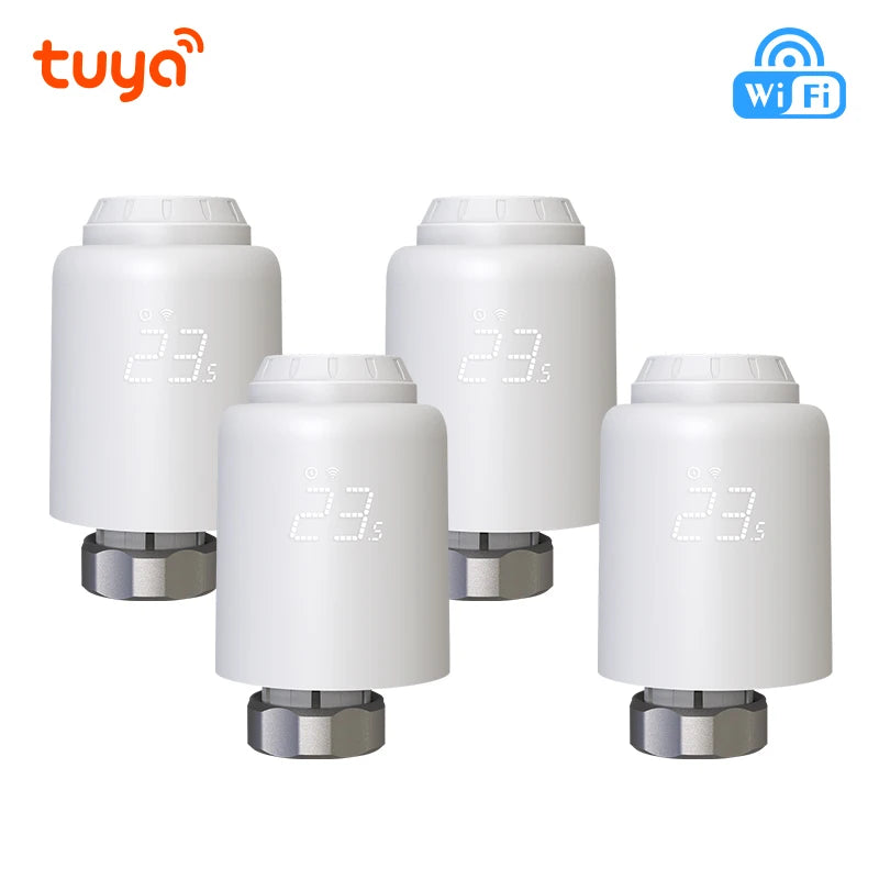 Tuya Smart Home Wifi Thermostatic Valve Radiator Smart TRV Radiator Head Valve Wifi Thermostat Alexa Google Home Smart Life