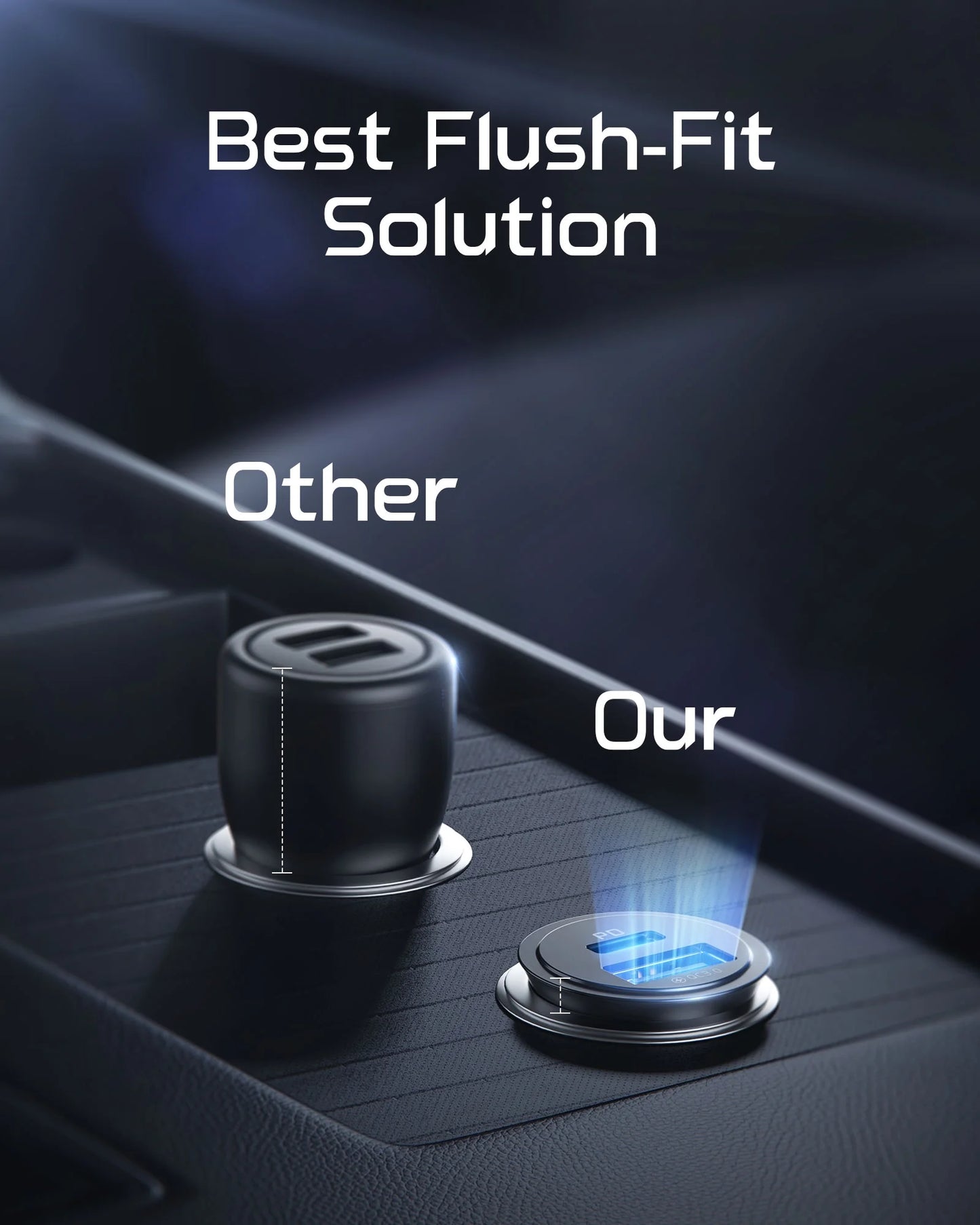 USB C Car Charger Adapter, 60W Total Cigarette Lighter USB Charger for Iphone Samsung, Black