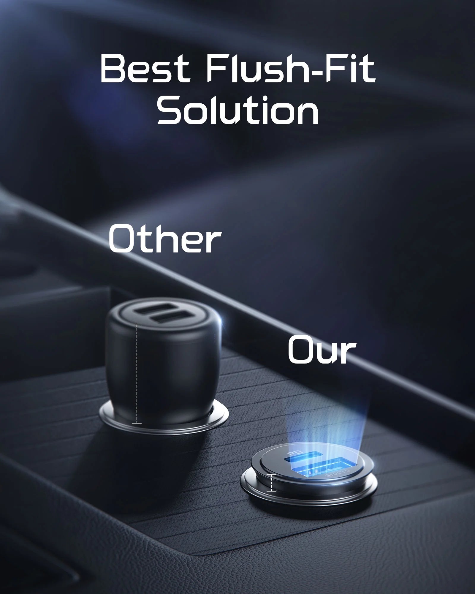 USB C Car Charger Adapter, 60W Total Cigarette Lighter USB Charger for Iphone Samsung, Black