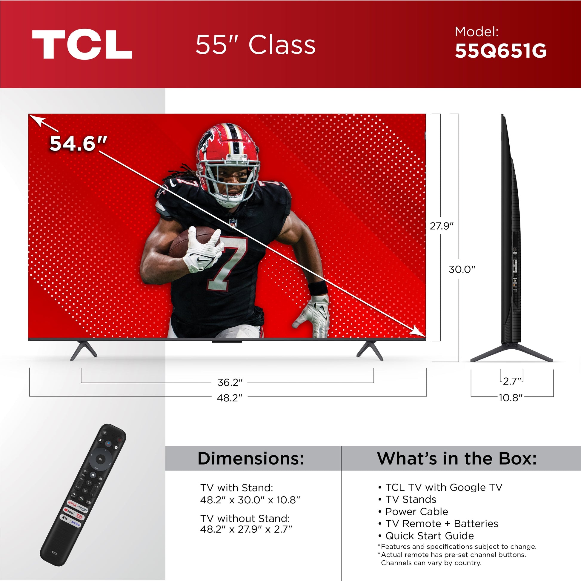55” Class Q6 (55Q651G) 4K UHD HDR QLED Smart TV with Google TV (NEW 2024)
