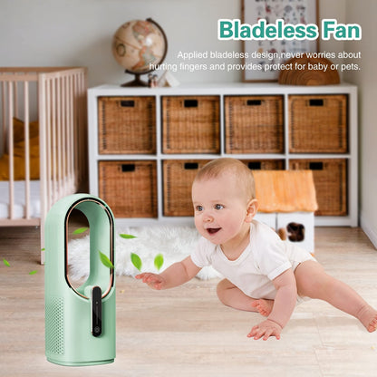 Bladeless Desk Fan, 11.8 Inch Portable Small Fan Quiet Table Fan Rechargeable..