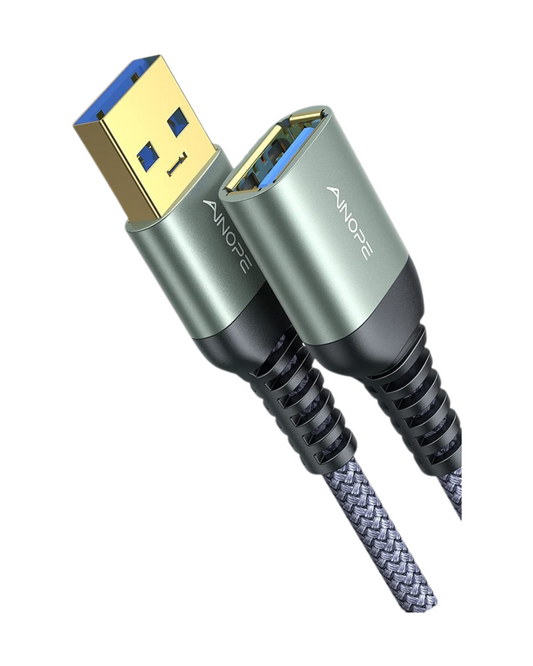 USB 3.0 Extension Cable (2-Pack, 6.6ft) - Durable Braided Cord for Keyboard/Mouse/Flash Drive