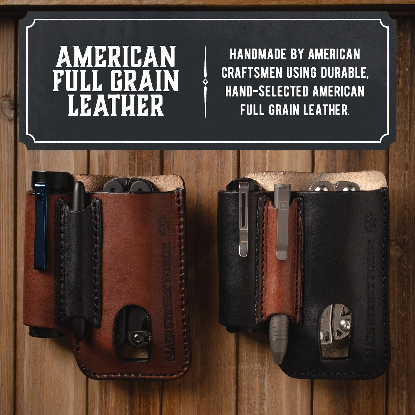Leather EDC Belt Pouch - Multitool, Flashlight & Pen Organizer Sheath