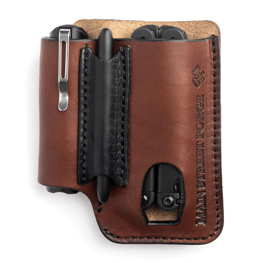 Leather EDC Belt Pouch - Multitool, Flashlight & Pen Organizer Sheath
