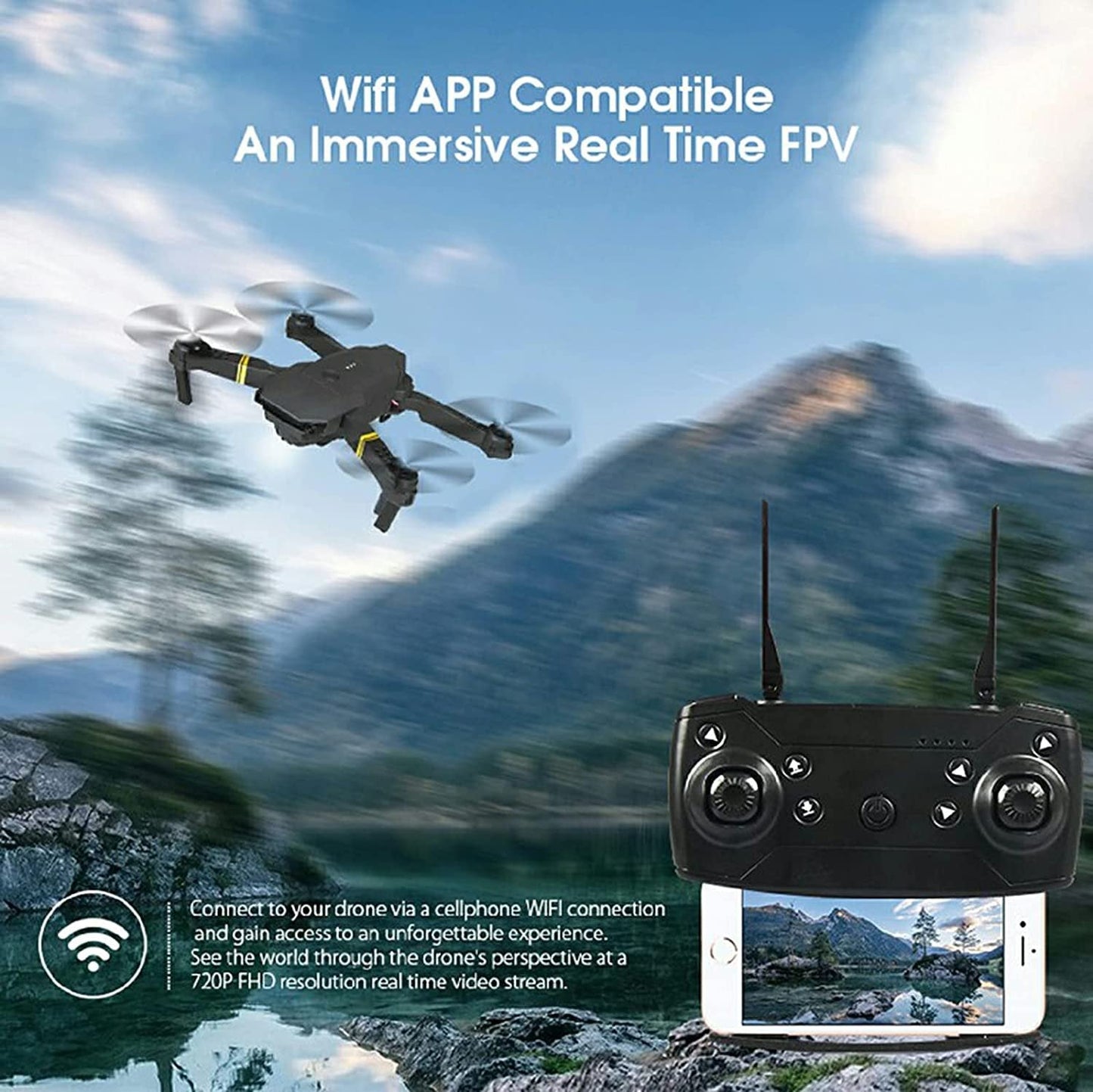 4K HD Dual Camera Drone - RC FPV WiFi, Wide Angle, Foldable Quadcopter