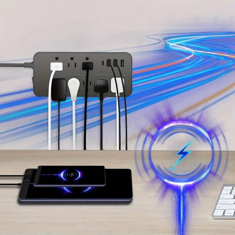 8-Outlet Power Strip with Surge Protection - 3 USB Ports & 1 USB-C
