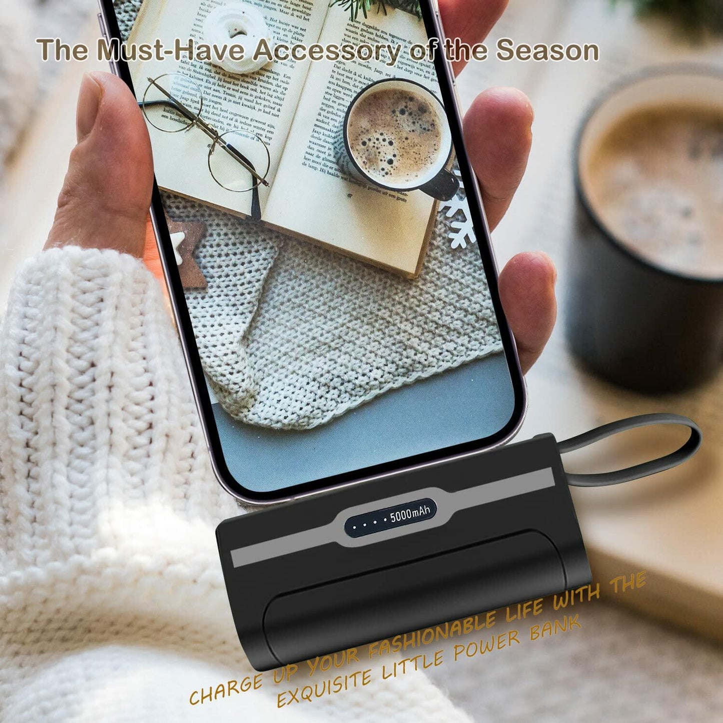 4800mAh Portable Power Bank - USB-C Compact Charger for Devices