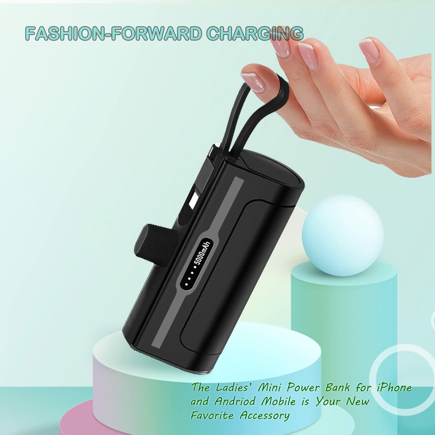 4800mAh Portable Power Bank - USB-C Compact Charger for Devices