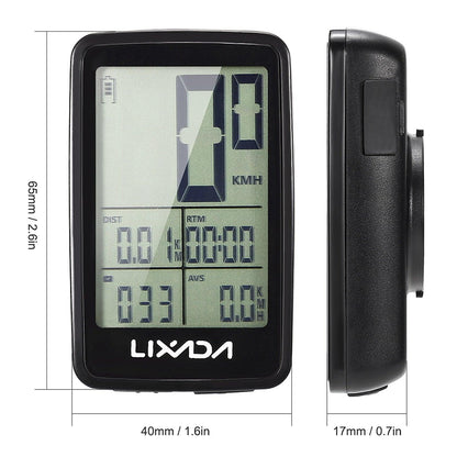 Wireless Bike Speedometer with LCD Backlight – 11 Functions, Waterproof Cycling Computer, Auto Motion Sensor, Speed/Distance/Cadence/Temperature, Rechargeable Battery