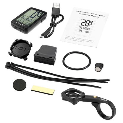 Wireless Bike Speedometer with LCD Backlight – 11 Functions, Waterproof Cycling Computer, Auto Motion Sensor, Speed/Distance/Cadence/Temperature, Rechargeable Battery