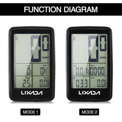 Wireless Bike Speedometer with LCD Backlight – 11 Functions, Waterproof Cycling Computer, Auto Motion Sensor, Speed/Distance/Cadence/Temperature, Rechargeable Battery