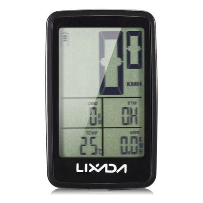 Wireless Bike Speedometer with LCD Backlight – 11 Functions, Waterproof Cycling Computer, Auto Motion Sensor, Speed/Distance/Cadence/Temperature, Rechargeable Battery