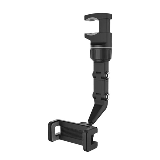 360° Hidden Rearview Mirror Phone Mount - Universal Car Holder for iPhone & Android with One-Hand Operation