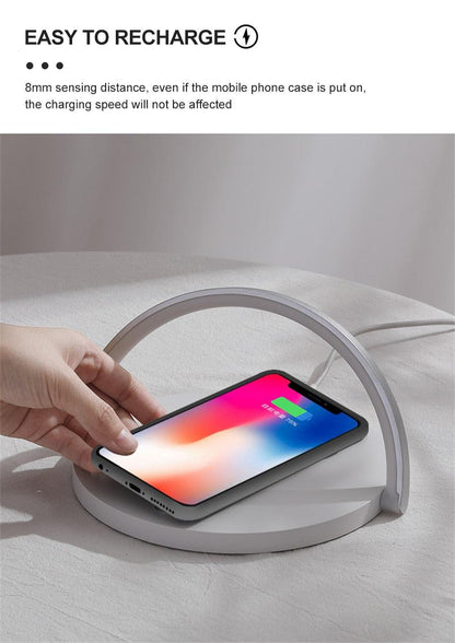Wireless Charger LED Desk Lamp – 10W Fast Charging, 3-Level Touch Dimming, 180° Phone Holder, Type-C Cable Included